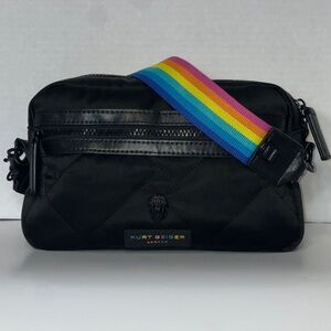 Kurt Geiger London Quilted Black Crossbody with Multicolored Strap